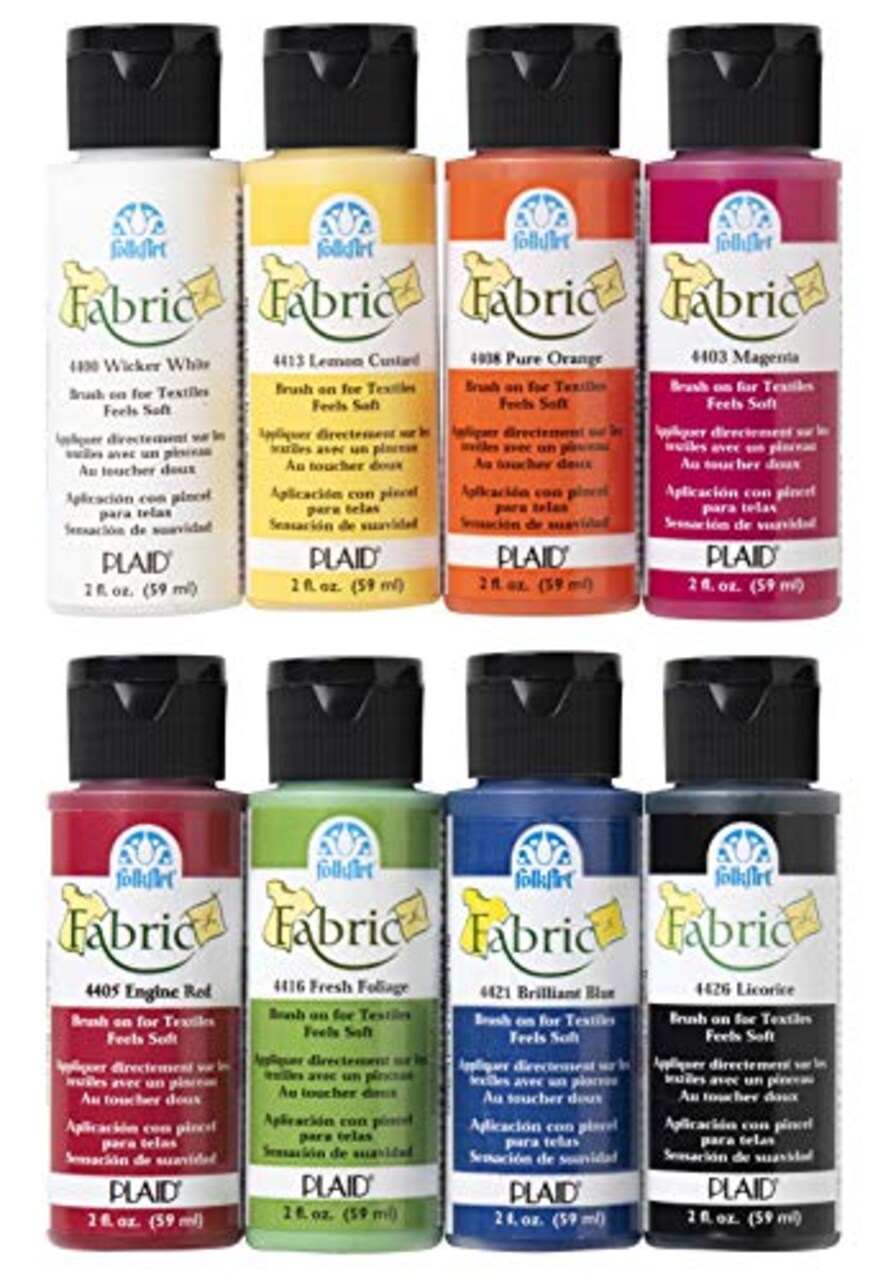 8 Assorted Colors ,Brush on Fabric Acrylic Paint Beginner Set (2-Ounce),